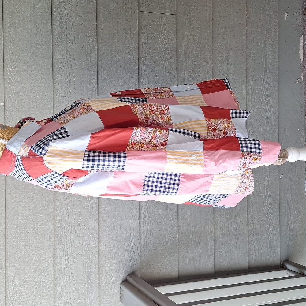 Land's End Colorful Patchwork Button-Up Shirt Siz… - image 5